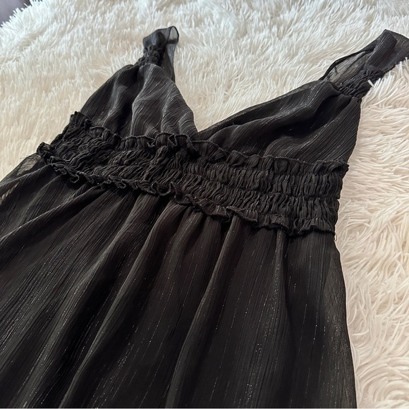 Vintage Jordache Y2K Black Babydoll Tunic Top Metallic Juniors Size Large - Picture 13 of 15